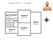 Maison familiale 5 chambres dont une au RDC, jardin orienté sud ouest et grand garage