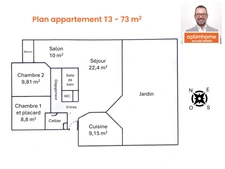 Grand T3 en rez-de-jardin avec terrasse et parking – Calme, lumineux, à 10 min du centre