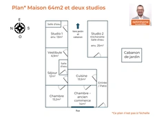 Murs commerciaux, local professionnel ou maison de plain pied et 2 studios proche centre