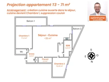 Rennes – La Poterie - Parc du Landry | Appartement 71 m² | 2 balcons | grand garage