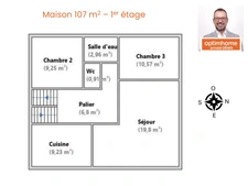 Maison familiale 5 chambres dont une au RDC, jardin orienté sud ouest et grand garage