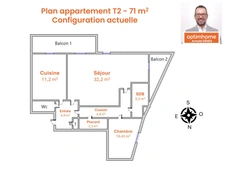 Rennes – La Poterie - Parc du Landry | Appartement 71 m² | 2 balcons | grand garage