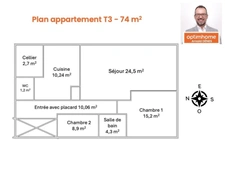 Appartement T3 74 m² (évolutif T4) + garage – Secteur Saint-Hélier / rue de Châteaugiron / rue de Vern