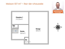 Maison familiale 5 chambres dont une au RDC, jardin orienté sud ouest et grand garage