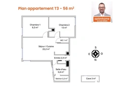 T3 rénové de 54 m² – lumineux – DPE C - Gare à pied