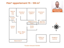 Métro Clémenceau - T5 rénové – 106 m² – Balcon Sud – Garage