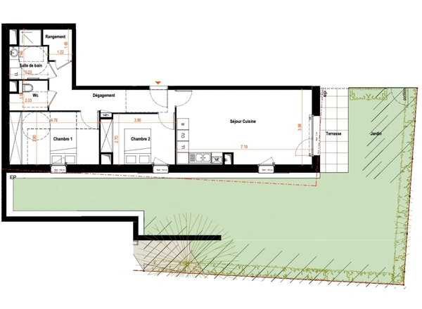 Appartement T3 avec grand jardin, cave et parking LES CARROZ D'ARACHES (74)
