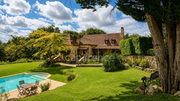 Maison périgourdine en pierre avec gîte, piscine et 1,25 ha de terrain – Doissat