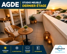 Sélection Privée Capifrance : studio rare au dernier étage avec terrasse et garage fermé.
