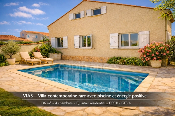 Piscine, 4 chambres, 136 m², jardin, garage et DPE B : une villa prête à vivre qui mérite une visite.