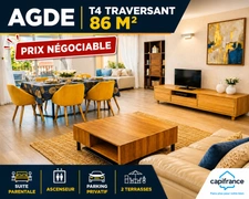  🔥 IMPORTANTE NÉGOCIATION POSSIBLE - RARE À AGDE – T4 TRAVERSANT AVEC SUITE PARENTALE, ASCENSEUR ET PARKING PRIVÉ