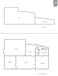 Maison- 3 pièces avec jardin et grand garage
