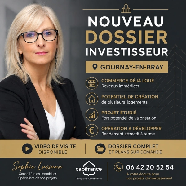 Immeuble de rapport à vendre à Gournay-en-Bray – Commerce loué et potentiel de création de 3 logements