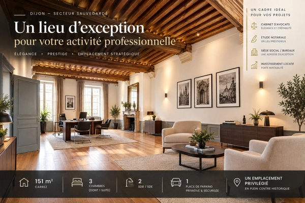Dijon Centre Historique — Hôtel Particulier 151 m² : Demeure de Prestige, Cabinet Libéral ou Actif Patrimonial avec Parking Privé