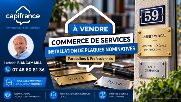 Fonds de commerce de service à vendre proche de LYON 1ER (69) entreprise de gravure et pose de plaques nominatives pour particuliers et professionnels et signalétique 
