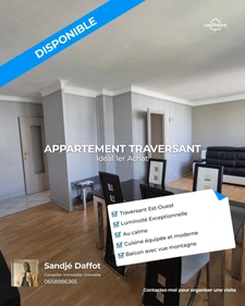 Grenoble – T3 Traversant Est/Ouest de 62 m² – Vue Montagne – Balcon – Garage