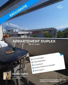 Grenoble / Au calme – Duplex lumineux avec terrasse et vue Belledonne et Vercors