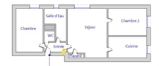 Apartment for sale in Grenoble – 3 rooms, 48m², East-South facing, with bright living room, modern fitted and furnished kitchen & cellar 