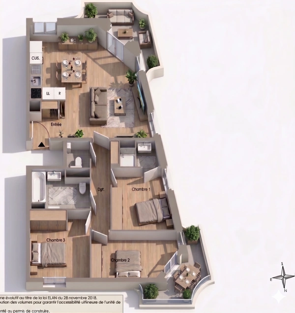 T4 avec balcons et jardin partagé  à Pantin– Limite Pré-Saint-Gervais