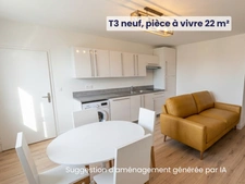 NEUF - Appartement T3 de 54,79 m² avec deux suites, balcon et stationnement - Résidence Reverso à Louviers