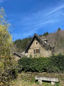Authentic Auvergne mill on the banks of a stream.