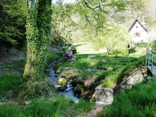 Authentic Auvergne mill on the banks of a stream.