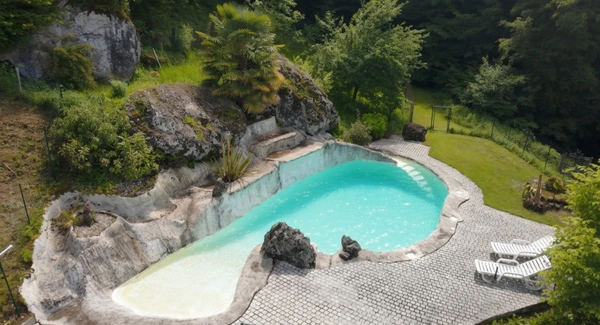A vendre. Ensemble de 250m² à Tursac (24) avec maison d'habitation, gîte, piscine lagon sur près de 1,5 hectares de terrain en partie boisé. possibilité de création d'une auberge. Source. Géothermie