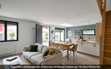 THURINS - Appartement récent P3 + Espace bureau avec cour de 60m² + 2 Parkings