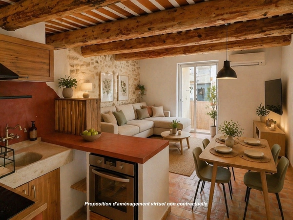 Maison de ville à Sénas T3 avec garage. 