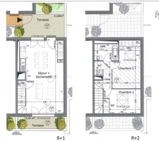 A louer VILLENAVE D'ORNON (33), Appartement T3 en Duplex avec terrasses & stationnements