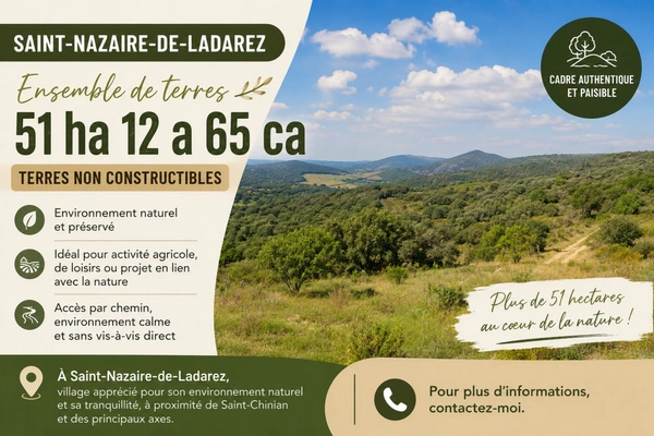 SAINT-NAZAIRE-DE-LADAREZ  (34) – Ensemble de terres de 51 ha 12 a 65 ca