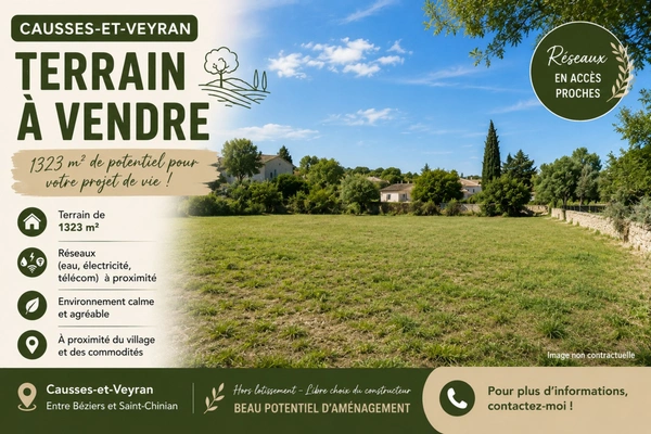 Terrain à vendre  CAUSSES ET VEYRAN (34)