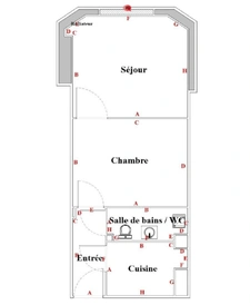 Appartement à vendre NICE – QUARTIER DES MUSICIENS - 2 pièces rénové de 27 m² – Immeuble Art Déco – Meublé