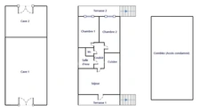 Ensemble immobilier composé d'une maison d'habitation, d'un appartement, d'un corps de ferme sur un terrain constructible.