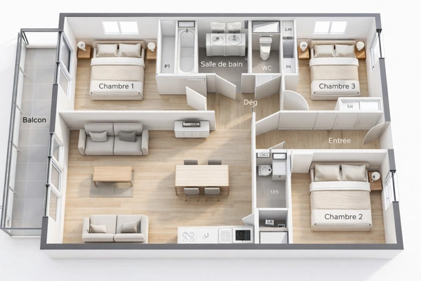 Appartement T4 de 84 m² avec balcon et vue boisée – Montrabé (31), cadre de vie privilégié aux portes de Toulouse