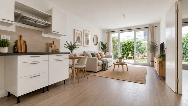 Pontault-Combault-Appartement 2 pièces-Très bon état- Résidence de 2017-Jardin-terrasse-Parking-lumineux-Bien agencé