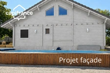 01300 CUZIEU MAISON BOIS MASSIF TYPE CHALET, 146 m² ,PLAIN-PIED TERRASSE, GARAGE,PISCINE, TERRAIN 1100 M2