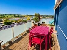 Canet Plage – 7ème et Dernier étage d'exception, dans résidence de standing, T2 avec cabine de couchage vue mer, terrasse de 21 m², piscine chauffée et garage