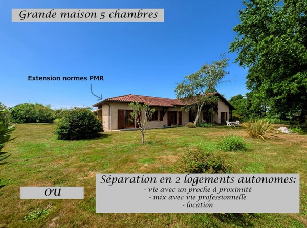 MAISON MODULABLE 5 CHAMBRES À SAINT-SEVER – POTENTIEL 2 LOGEMENTS
