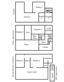 Apartment for sale 8 rooms SAINT CALAIS (72) Real estate complex with great potential: commercial premises + duplex apartment with patio