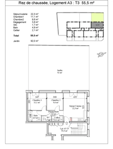 Appartement à vendre 3 pièces en plateau dans résidence entièrement rénovée – Vue Montagne – Rez de jardin