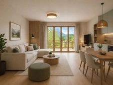 Appartement à vendre 3 pièces en plateau dans résidence entièrement rénovée – Vue Montagne – Rez de jardin