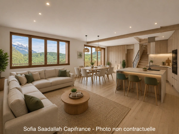 Appartement T4 duplex en plateau dans résidence entièrement rénovée – Vue Mont-Blanc – Dernier étage