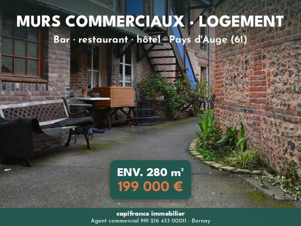 MURS COMMERCIAUX BAR – RESTAURANT – HÔTEL AVEC LOGEMENT – PAYS D'AUGE (61)