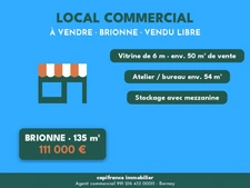 LOCAL COMMERCIAL 135 m² – VENDU LIBRE – BRIONNE – EMPLACEMENT N°1