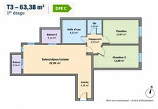 Appartement à vendre 3 pièces avec garage SAINT PRIEST (69)