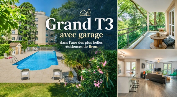 Grand T3 de 78 m² avec terrasse, garage possible et piscine privative à Bron (69)