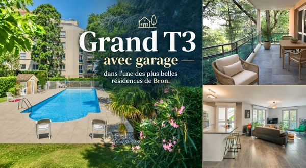  Grand T3 de 78 m² avec terrasse, garage possible et piscine privative à Bron (69)