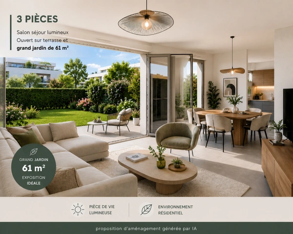 🏡 HUNINGUE – SUPERBE 3 PIÈCES EN REZ-DE-JARDIN AVEC 61 m² D'EXTÉRIEUR