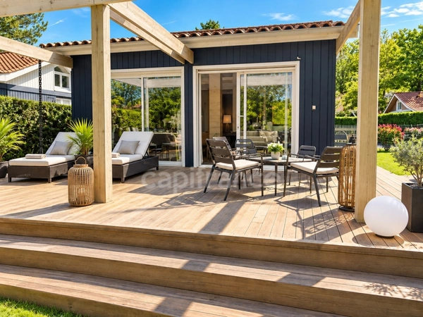 LACANAU - MAISON STYLE CHALET SCANDINAVE - 5 PIECES - 73M2 - TERRASSE ET TERRAIN - AU COEUR D'UN DOMAINE NAUTIQUE